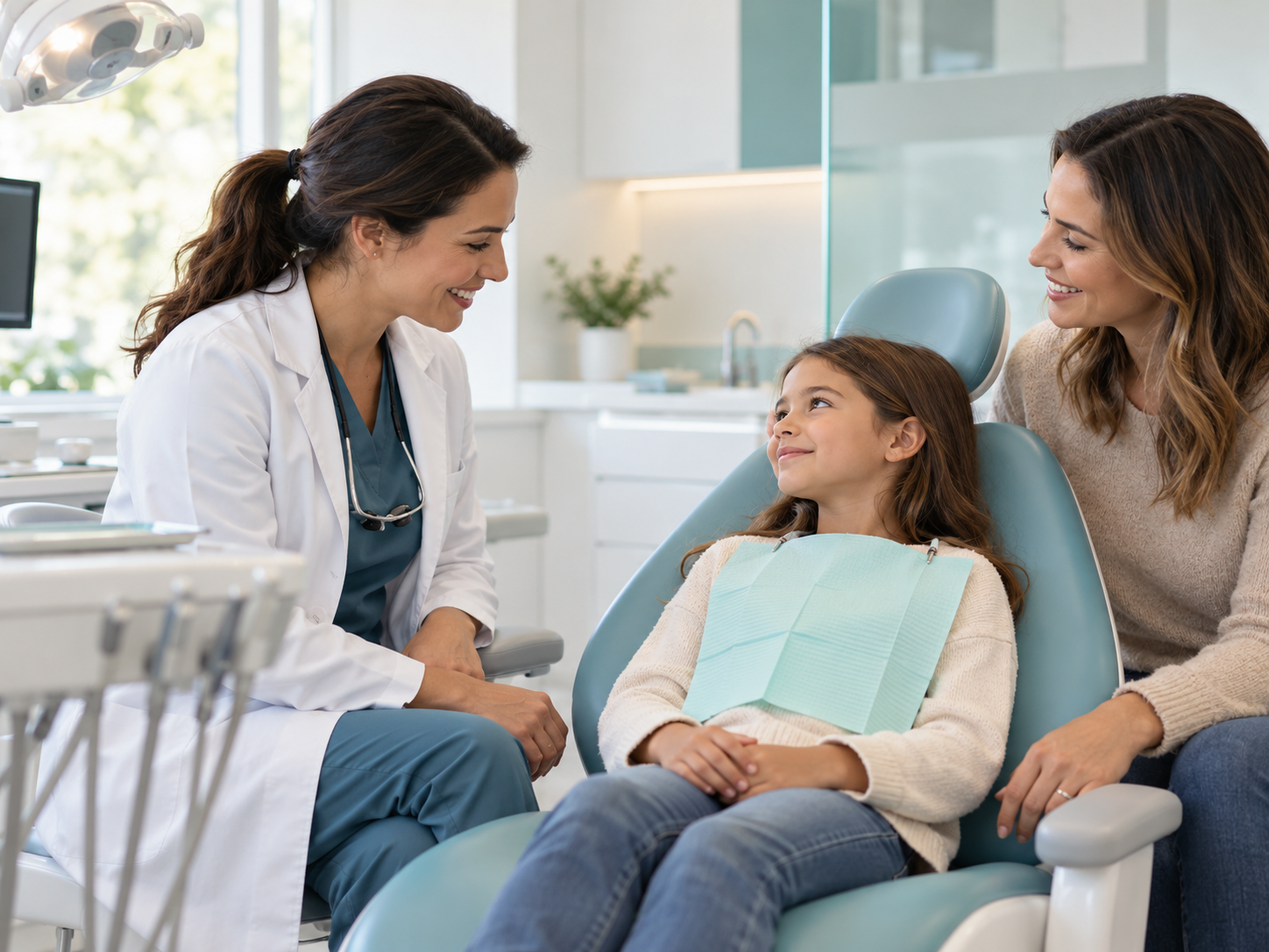 Parent and child meeting a friendly family dentist