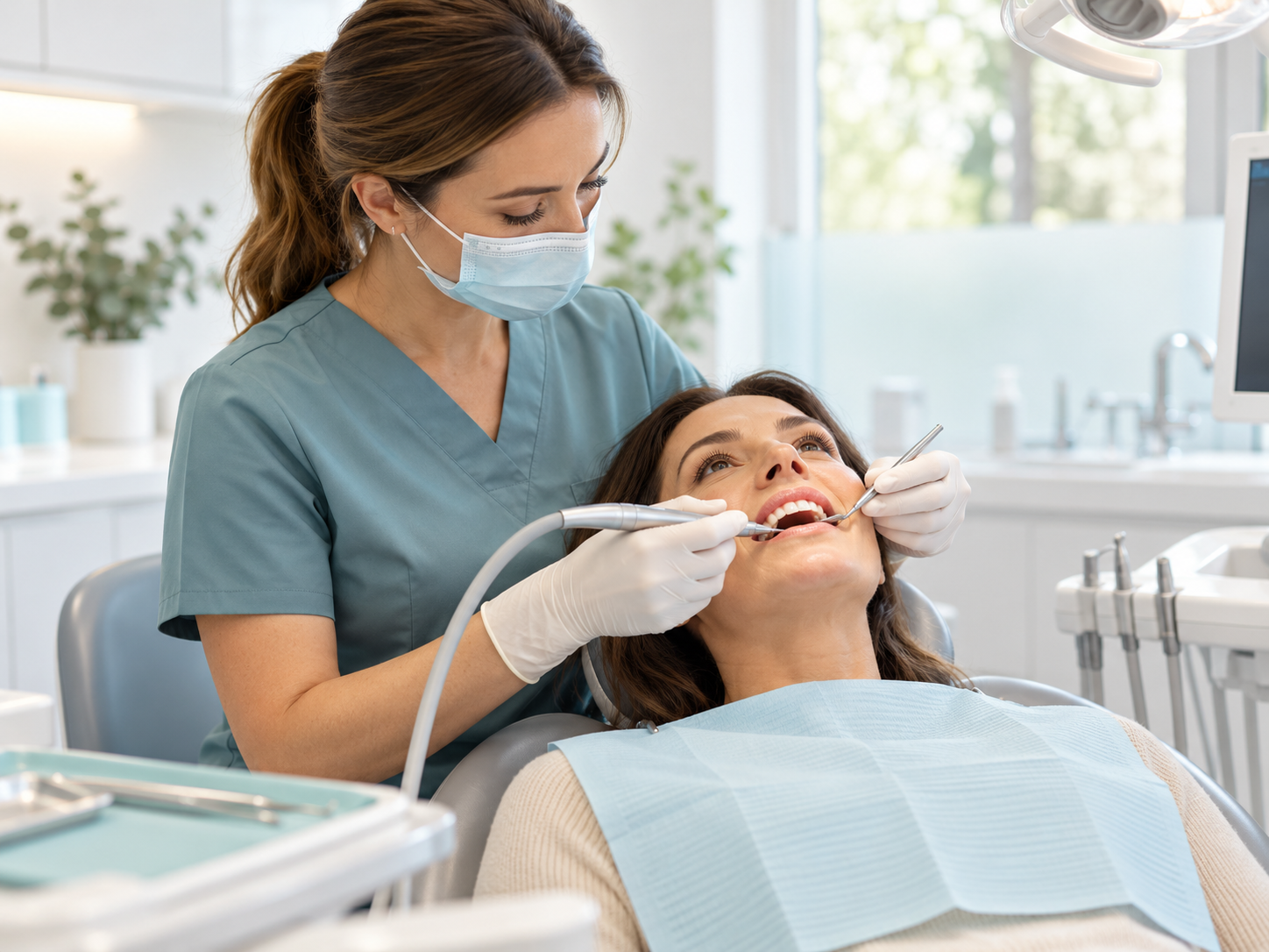Dental hygienist providing a gentle professional cleaning