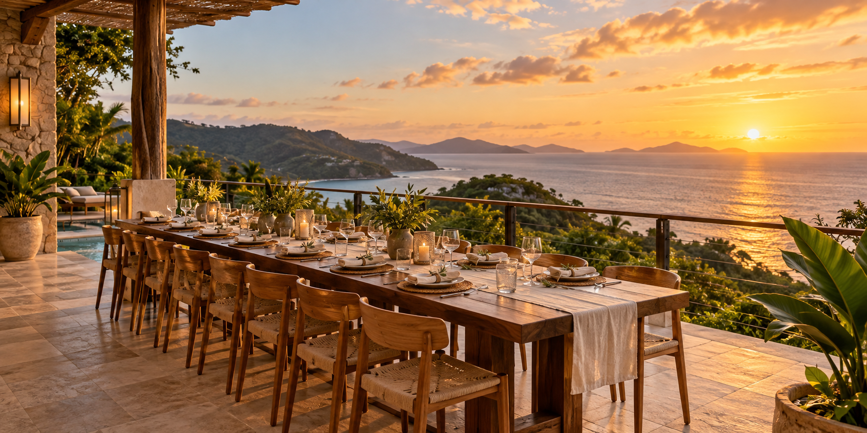 Open-air Lookout event space prepared for a small celebration