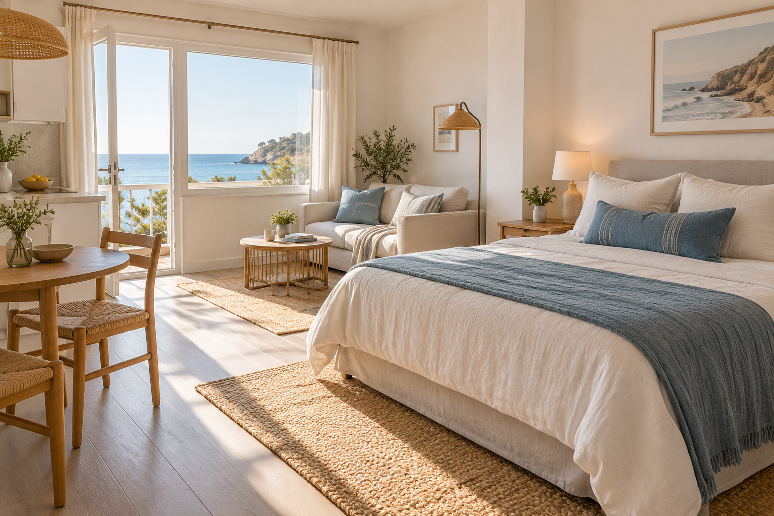 Minimal Tide Studio bedroom with soft morning light